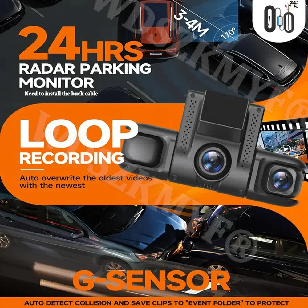 New 360° Car Dash Cam 4 Channels WIFI 24H Video Recorder 1080P Car DVR Front inside Rotatable and Rear View Camera Night Vision