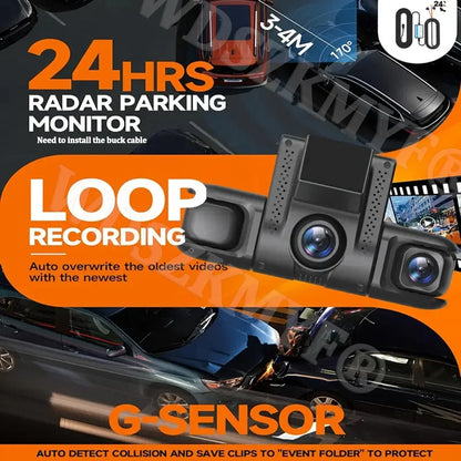 New 360° Car Dash Cam 4 Channels WIFI 24H Video Recorder 1080P Car DVR Front inside Rotatable and Rear View Camera Night Vision