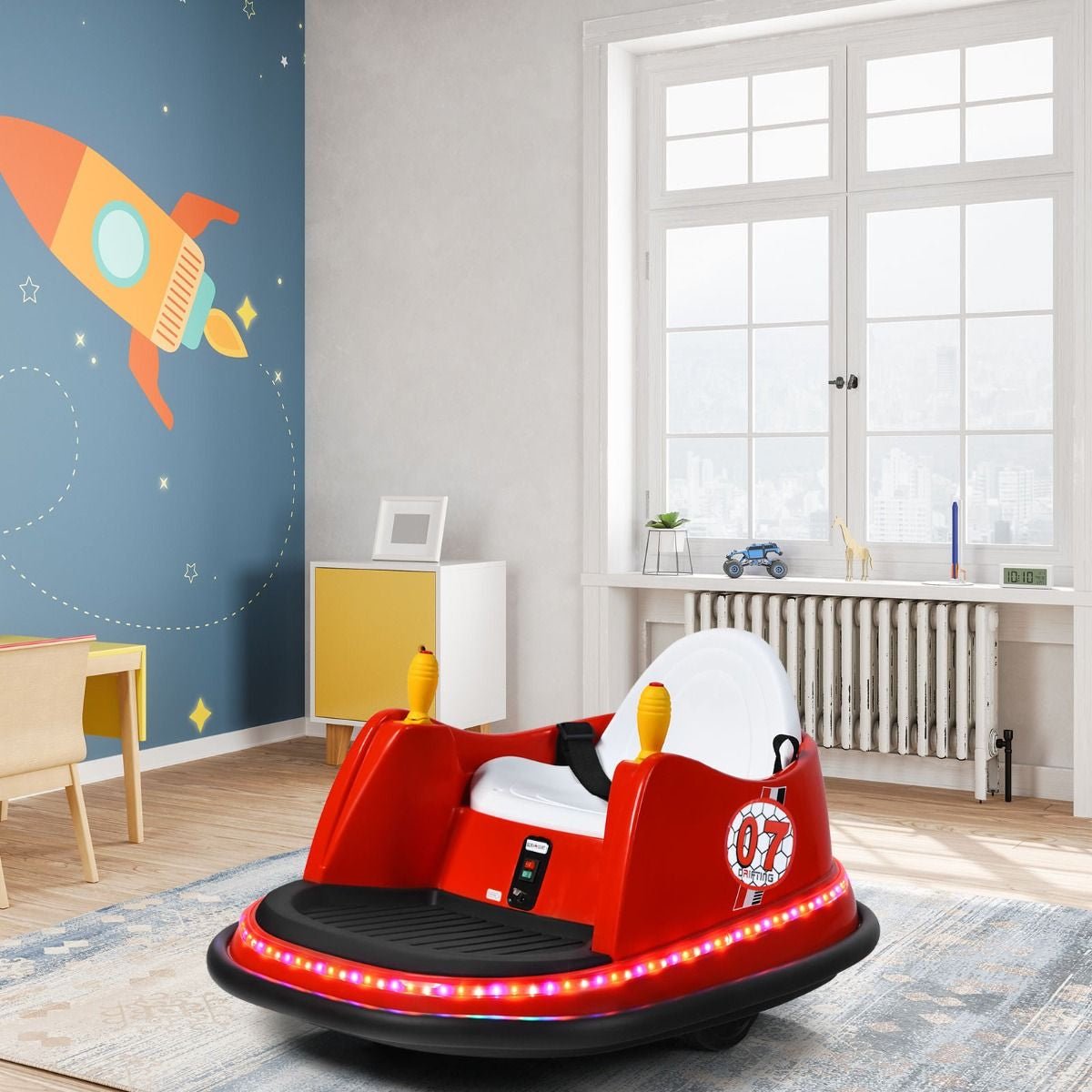 Macchina per Autoscontri per Bambini Con Luci Colorate, Macchina Elettrica Autoscontri 6 V Con Musica 4 Colori