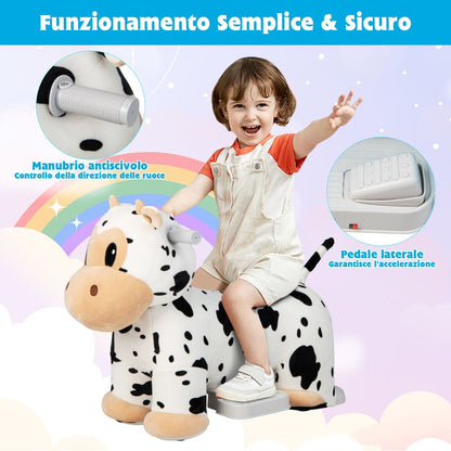 Gioco Cavalcabile Elettrico Bambini Con Ruote Flessibili Rivestimento Lavabile, Peluche Cavalcabile 3 Dimensioni