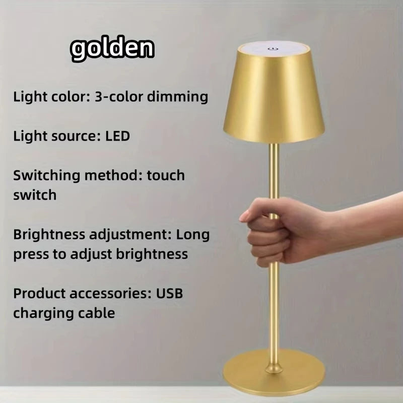 Cordless Rechargeable Led Table Lamp Touch Sensor Desktop Night Light 3 Levels Dimmable for Restaurant Hotel Bar Decor Lights