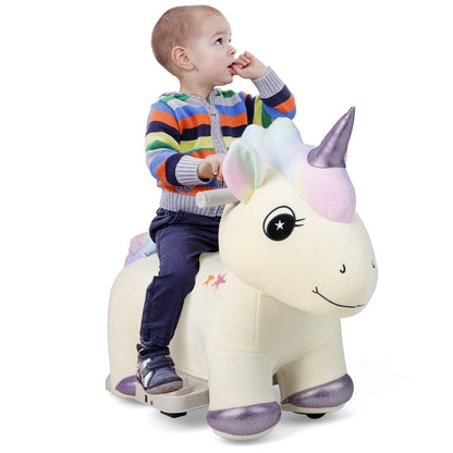Gioco Cavalcabile Elettrico Bambini Con Ruote Flessibili Rivestimento Lavabile, Peluche Cavalcabile 3 Dimensioni