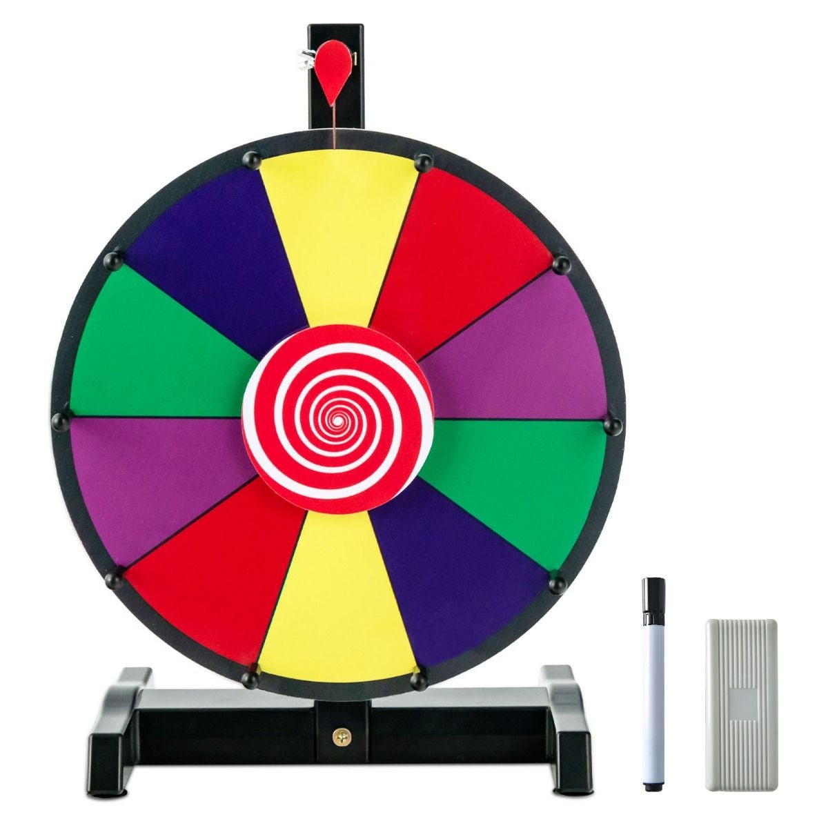 Ruota Dei Premi Da Tavolo Con Pennarello E Cancellino, Ruota Della Fortuna Personalizzabile 26X18X39,5Cm/31X20,5X49Cm