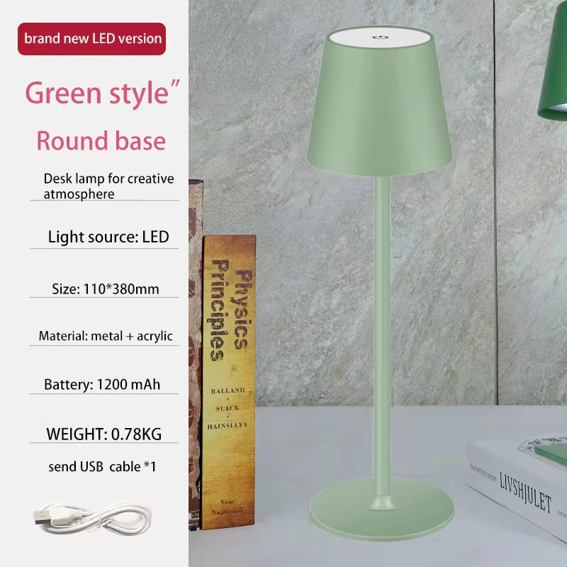 Cordless Rechargeable Led Table Lamp Touch Sensor Desktop Night Light 3 Levels Dimmable for Restaurant Hotel Bar Decor Lights