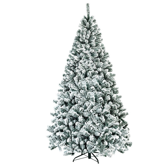 Albero Di Natale Innevato 225 Cm, Albero Di Natale Artificiale Non Illuminato E Con Cerniere