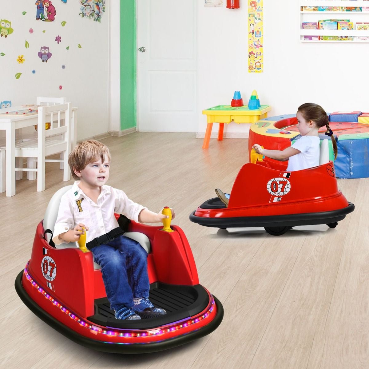 Macchina per Autoscontri per Bambini Con Luci Colorate, Macchina Elettrica Autoscontri 6 V Con Musica 4 Colori
