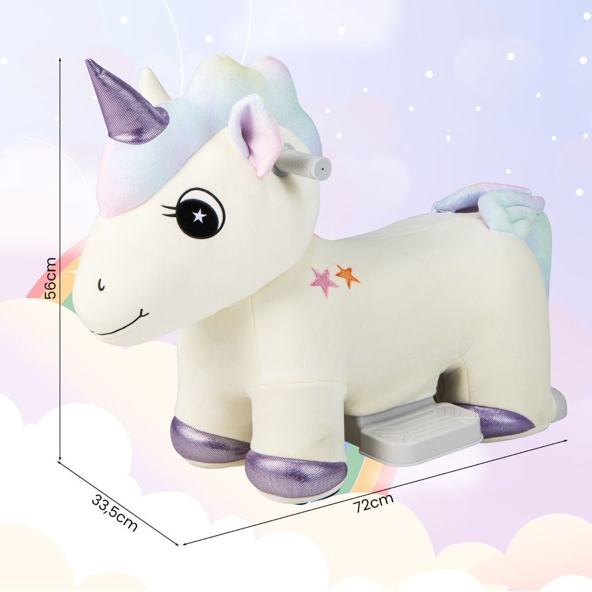Gioco Cavalcabile Elettrico Bambini Con Ruote Flessibili Rivestimento Lavabile, Peluche Cavalcabile 3 Dimensioni