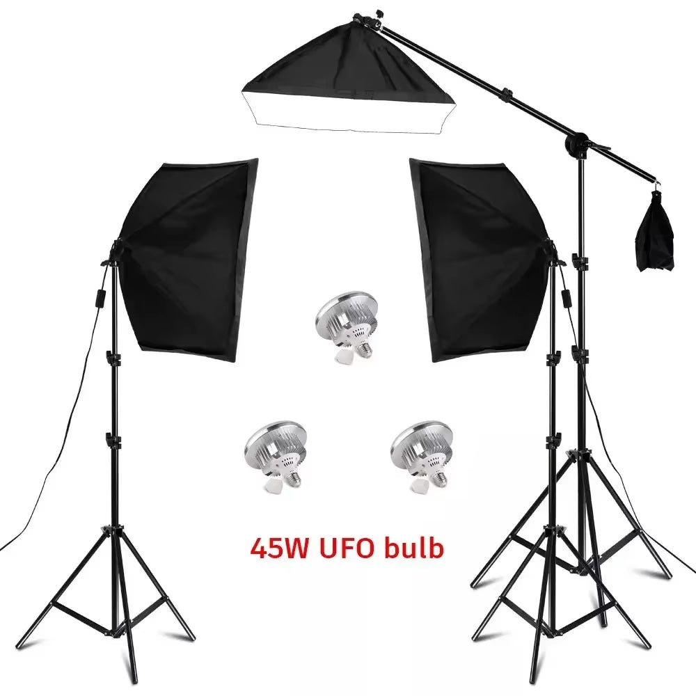 3Pcs Softbox with Sandbag Professional Photography Photo Studio Softbox Lights Lighting Kit Equipment Boom Arm