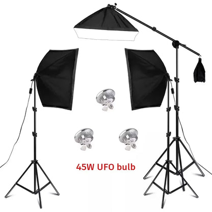3Pcs Softbox with Sandbag Professional Photography Photo Studio Softbox Lights Lighting Kit Equipment Boom Arm