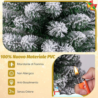 Albero Di Natale Artificiale Da 120Cm, Albero Di Natale Imbiancato Con 240 Rami Supporto Metallico Pieghevole