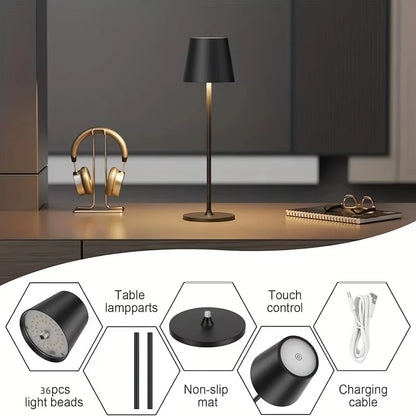 Cordless Rechargeable Led Table Lamp Touch Sensor Desktop Night Light 3 Levels Dimmable for Restaurant Hotel Bar Decor Lights