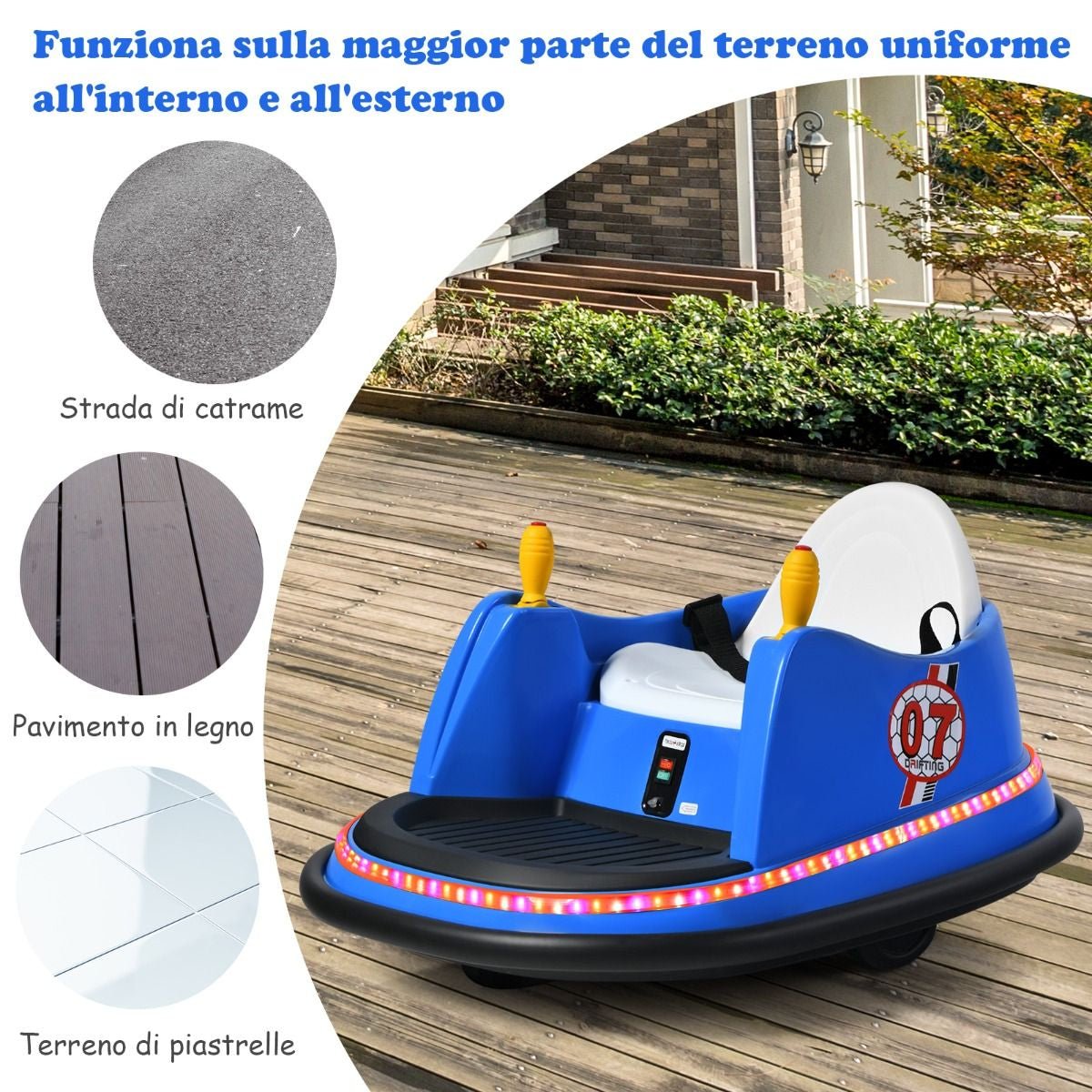 Macchina per Autoscontri per Bambini Con Luci Colorate, Macchina Elettrica Autoscontri 6 V Con Musica 4 Colori
