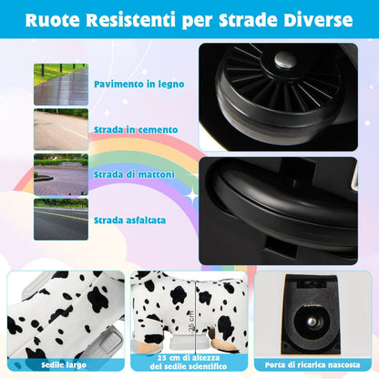 Gioco Cavalcabile Elettrico Bambini Con Ruote Flessibili Rivestimento Lavabile, Peluche Cavalcabile 3 Dimensioni