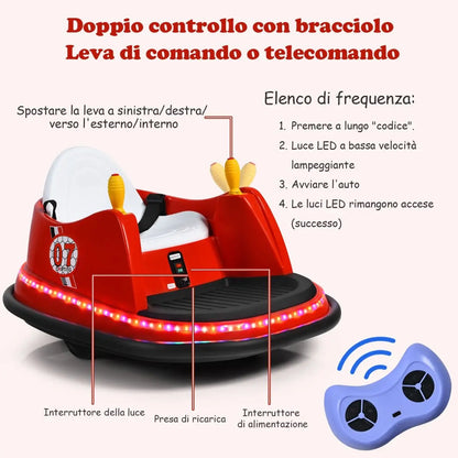 Macchina per Autoscontri per Bambini Con Luci Colorate, Macchina Elettrica Autoscontri 6 V Con Musica 4 Colori