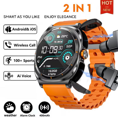 2025 2 in 1 Music Play Sports Smart Watch with Earbuds NFC Watches TWS Bluetooth Earphone Heart Rate Monitor Fitness Smartwatch