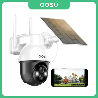 3MP PTZ Solar Security Camera Built-In Battery Wireless 2.4Ghz WIFI Camera PIR AI Detection 2-Way Audio Outdoor CCTV Camera