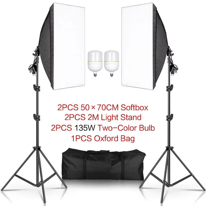 3Pcs Softbox with Sandbag Professional Photography Photo Studio Softbox Lights Lighting Kit Equipment Boom Arm