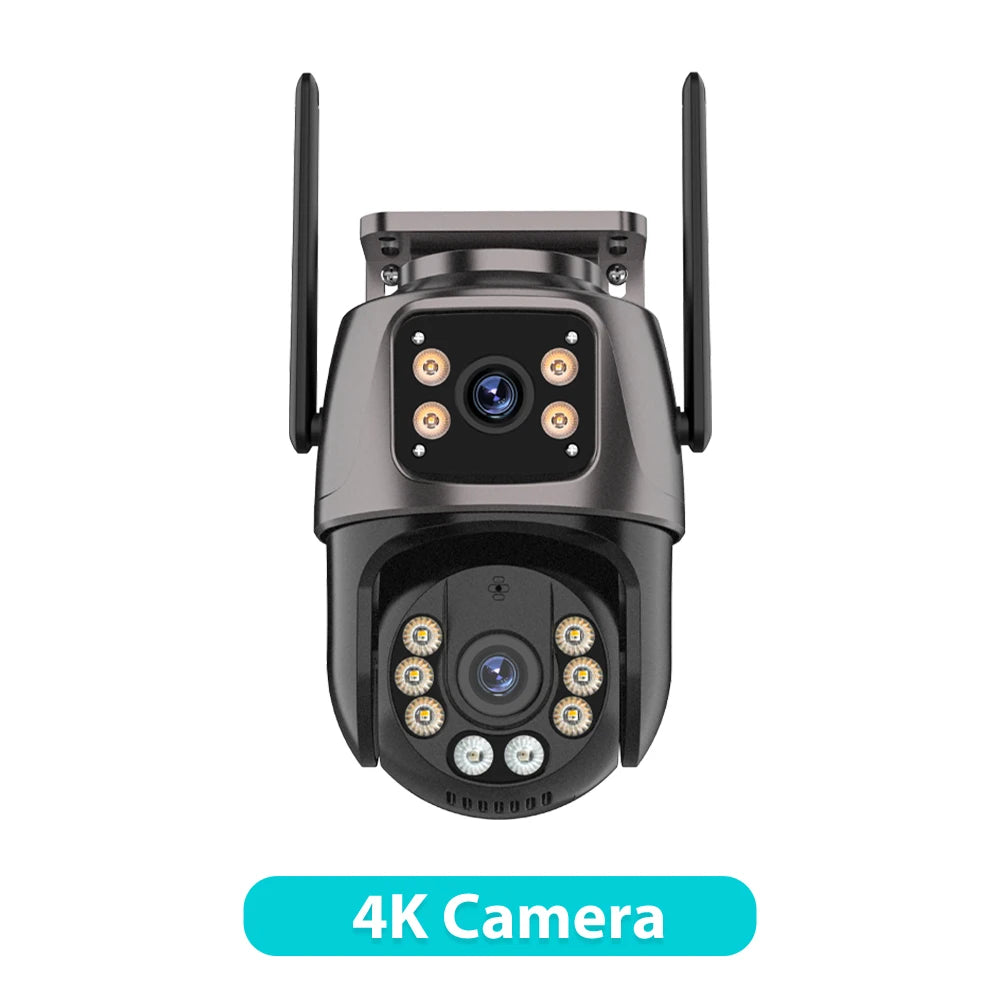 6K HD Three Screen Wifi Security Camera 4K 8MP Outdoor Wirelss PTZ IP Camera Ai Human Detect Video Surveillance Icsee APP