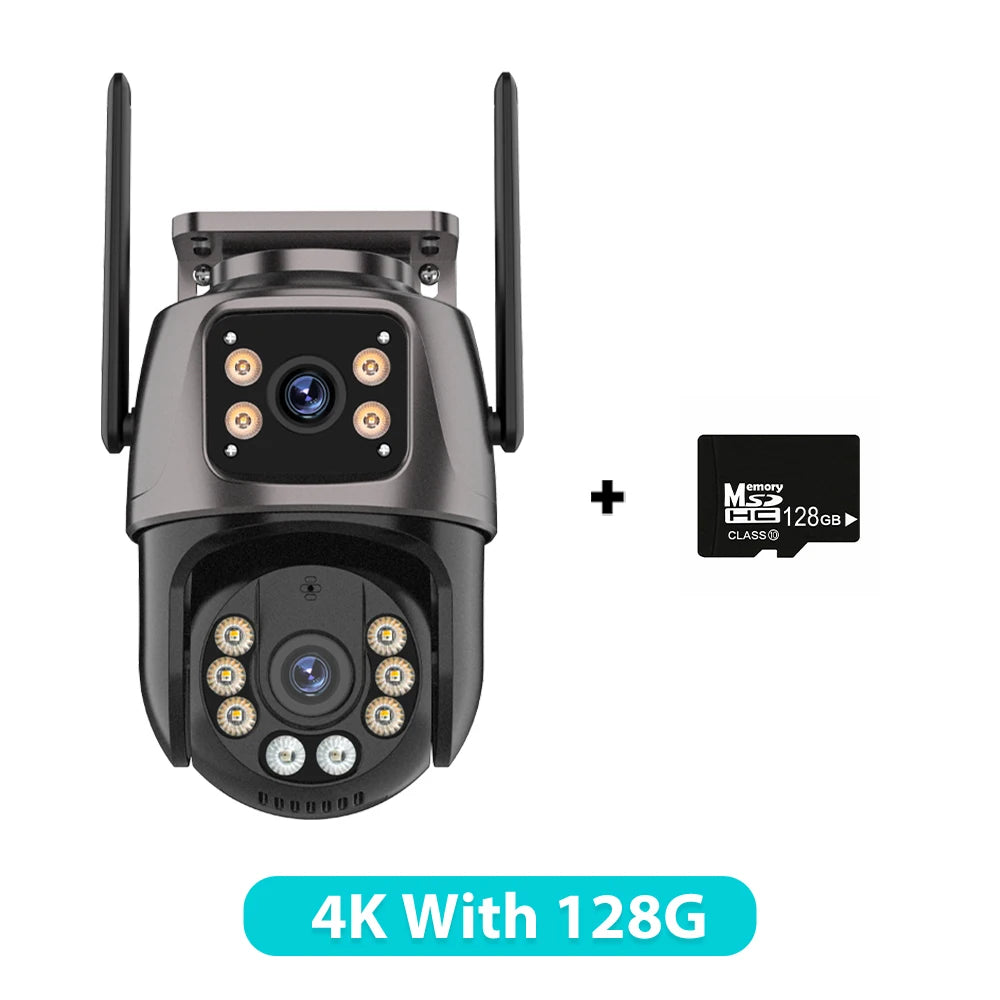 6K HD Three Screen Wifi Security Camera 4K 8MP Outdoor Wirelss PTZ IP Camera Ai Human Detect Video Surveillance Icsee APP