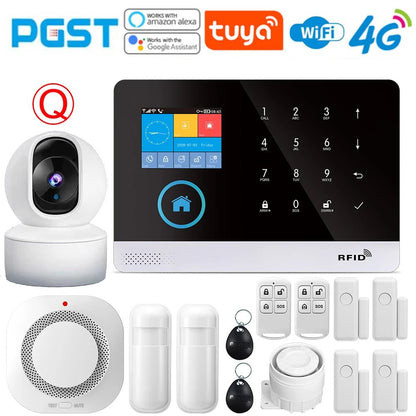 -103 Graffiti Alarm System, 4G Secure Home Wifi Smart Home Alarm, Wireless Security System Device, Controlled by Smart Life