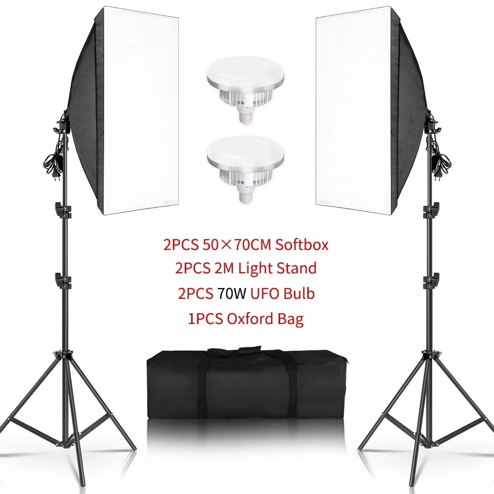 3Pcs Softbox with Sandbag Professional Photography Photo Studio Softbox Lights Lighting Kit Equipment Boom Arm