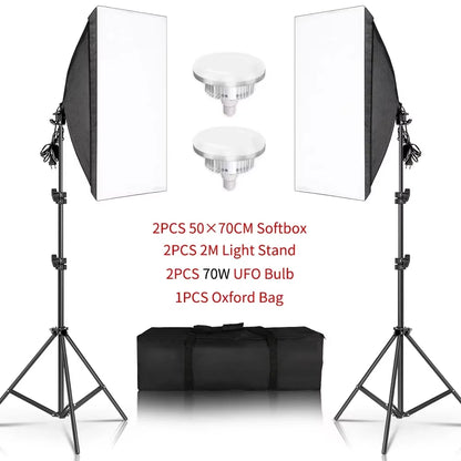 3Pcs Softbox with Sandbag Professional Photography Photo Studio Softbox Lights Lighting Kit Equipment Boom Arm