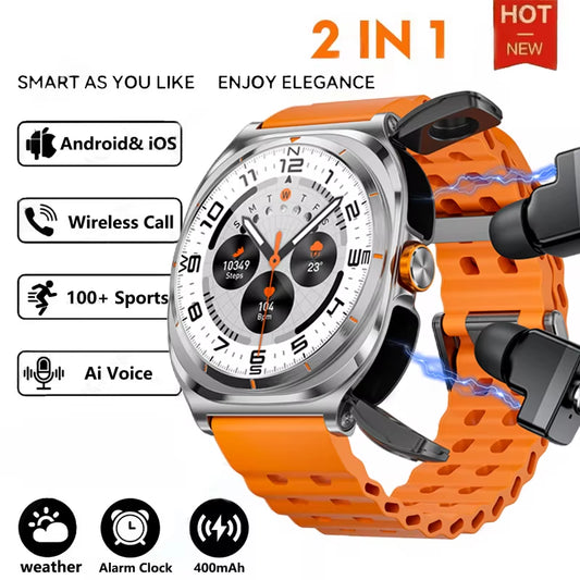 2025 2 in 1 Music Play Sports Smart Watch with Earbuds NFC Watches TWS Bluetooth Earphone Heart Rate Monitor Fitness Smartwatch