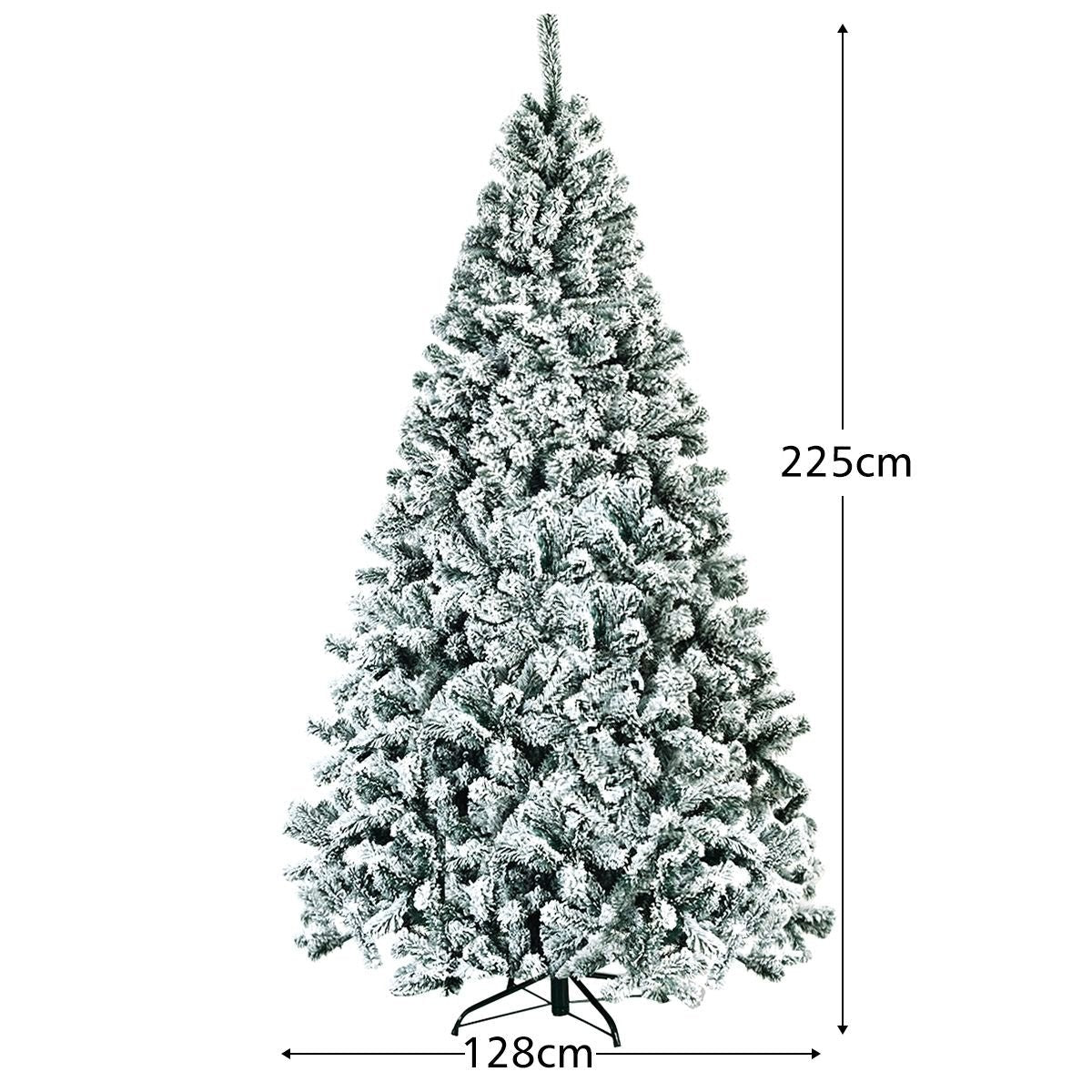 Albero Di Natale Innevato 225 Cm, Albero Di Natale Artificiale Non Illuminato E Con Cerniere