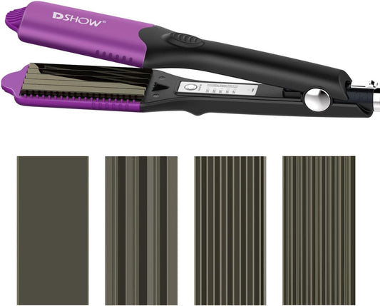 Piastra per Capelli Frisee,  Piastra per Capelli Ondulati Professionale Con 4 Piastre Piatte in Titanio Intercambiabili Piastra Frisè, Rivestimento in Tourmaline Ceramic (Viola)