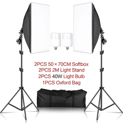 3Pcs Softbox with Sandbag Professional Photography Photo Studio Softbox Lights Lighting Kit Equipment Boom Arm