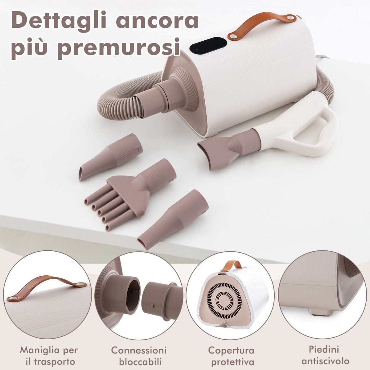 Phon per Cani E Gatti Con Funzione Ionica Negativa Temperatura Flusso D'Aria Regolabili, Asciugatore per Peli Di Cani