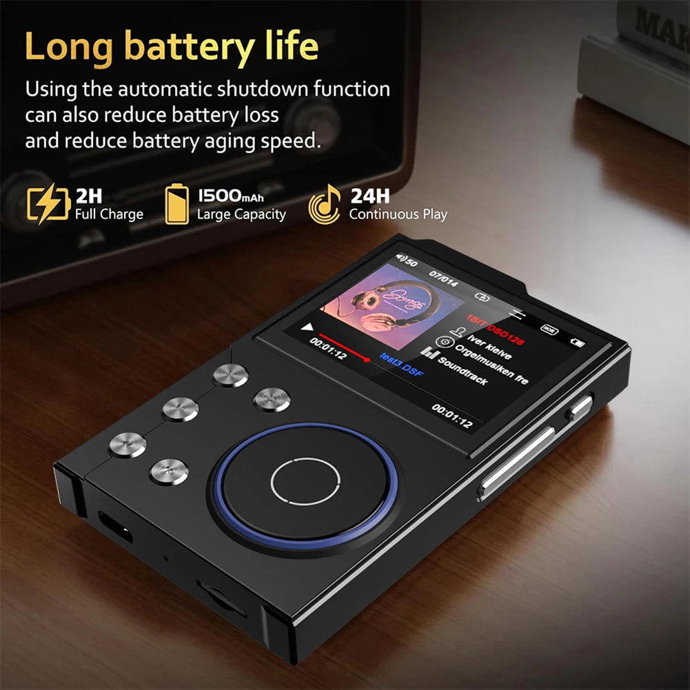 Hifi MP3 Player with Lossless DSD Digital Audio Bluetooth 5.3 2.4 Inch Display Supports 256GB Storage Capacity