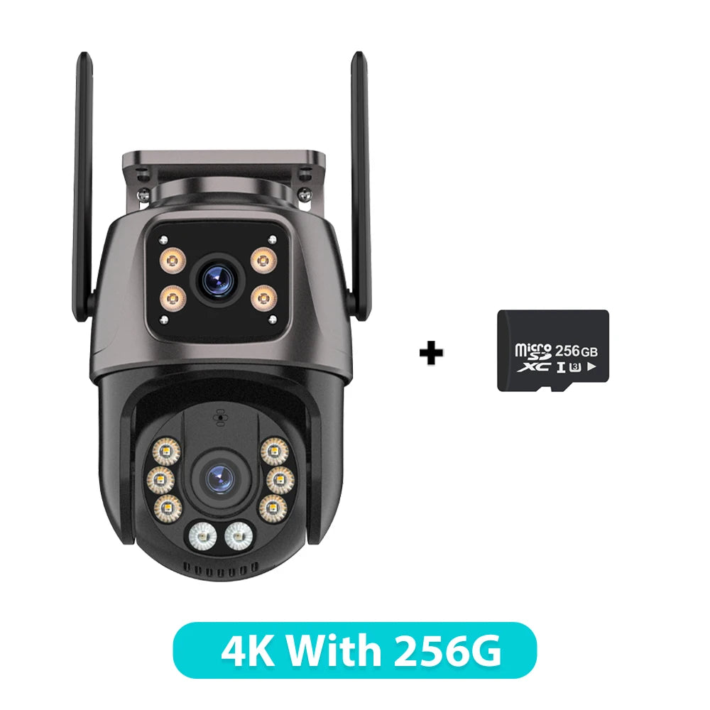 6K HD Three Screen Wifi Security Camera 4K 8MP Outdoor Wirelss PTZ IP Camera Ai Human Detect Video Surveillance Icsee APP