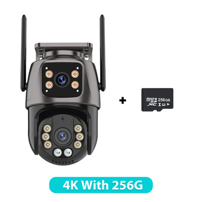 6K HD Three Screen Wifi Security Camera 4K 8MP Outdoor Wirelss PTZ IP Camera Ai Human Detect Video Surveillance Icsee APP