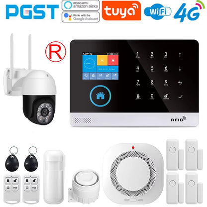 -103 Graffiti Alarm System, 4G Secure Home Wifi Smart Home Alarm, Wireless Security System Device, Controlled by Smart Life