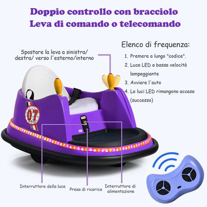 Macchina per Autoscontri per Bambini Con Luci Colorate, Macchina Elettrica Autoscontri 6 V Con Musica 4 Colori