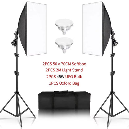 3Pcs Softbox with Sandbag Professional Photography Photo Studio Softbox Lights Lighting Kit Equipment Boom Arm