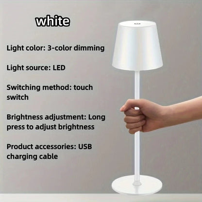 Cordless Rechargeable Led Table Lamp Touch Sensor Desktop Night Light 3 Levels Dimmable for Restaurant Hotel Bar Decor Lights