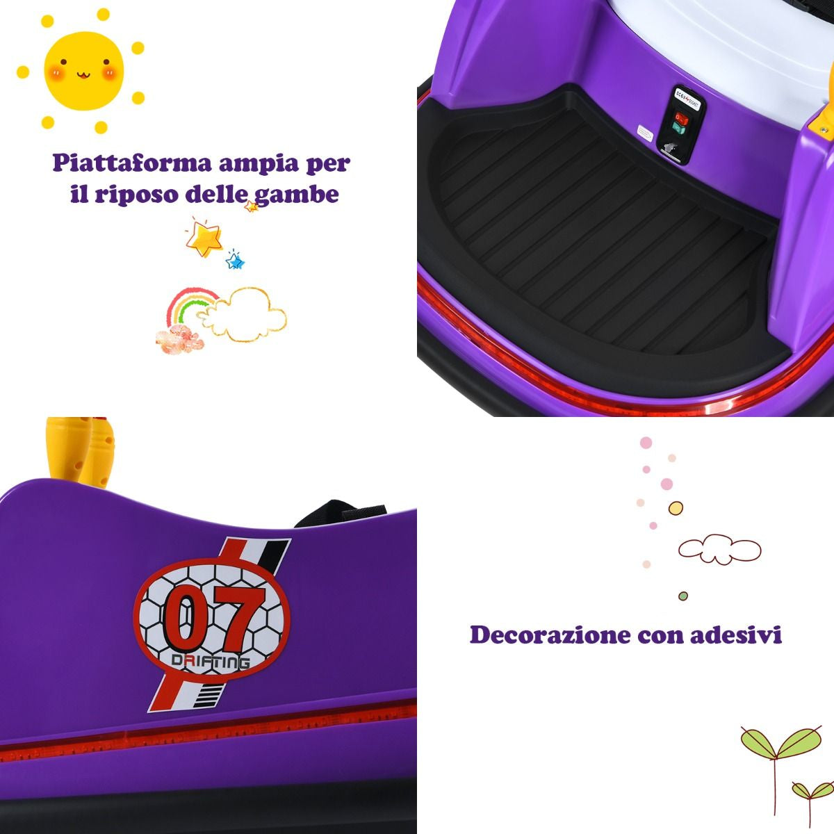 Macchina per Autoscontri per Bambini Con Luci Colorate, Macchina Elettrica Autoscontri 6 V Con Musica 4 Colori