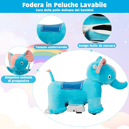 Gioco Cavalcabile Elettrico Bambini Con Ruote Flessibili Rivestimento Lavabile, Peluche Cavalcabile 3 Dimensioni