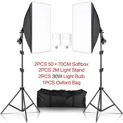 3Pcs Softbox with Sandbag Professional Photography Photo Studio Softbox Lights Lighting Kit Equipment Boom Arm