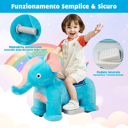 Gioco Cavalcabile Elettrico Bambini Con Ruote Flessibili Rivestimento Lavabile, Peluche Cavalcabile 3 Dimensioni