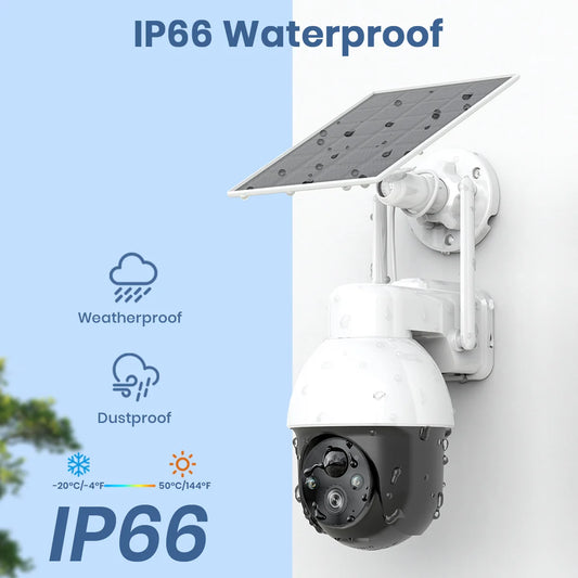 3MP PTZ Solar Security Camera Built-In Battery Wireless 2.4Ghz WIFI Camera PIR AI Detection 2-Way Audio Outdoor CCTV Camera