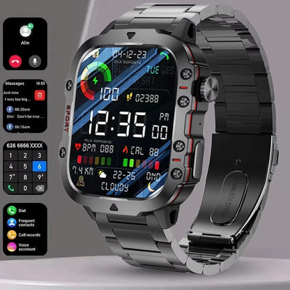 2025 New Military Smart Watch Men IP68 5ATM Outdoor Sports Fitness Tracker Health Monitoring 1.81Inch Bluetooth Calls Smartwatch