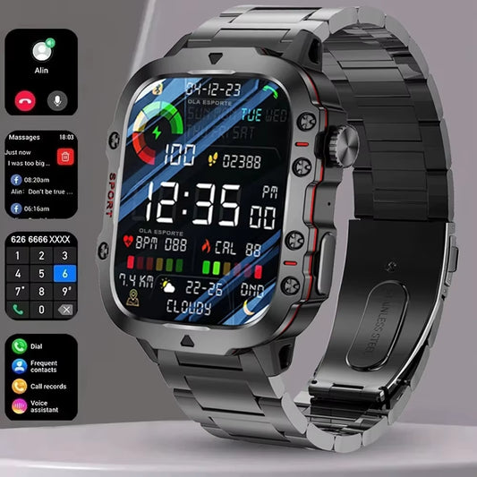 2025 New Military Smart Watch Men IP68 5ATM Outdoor Sports Fitness Tracker Health Monitoring 1.81Inch Bluetooth Calls Smartwatch