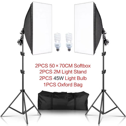 3Pcs Softbox with Sandbag Professional Photography Photo Studio Softbox Lights Lighting Kit Equipment Boom Arm