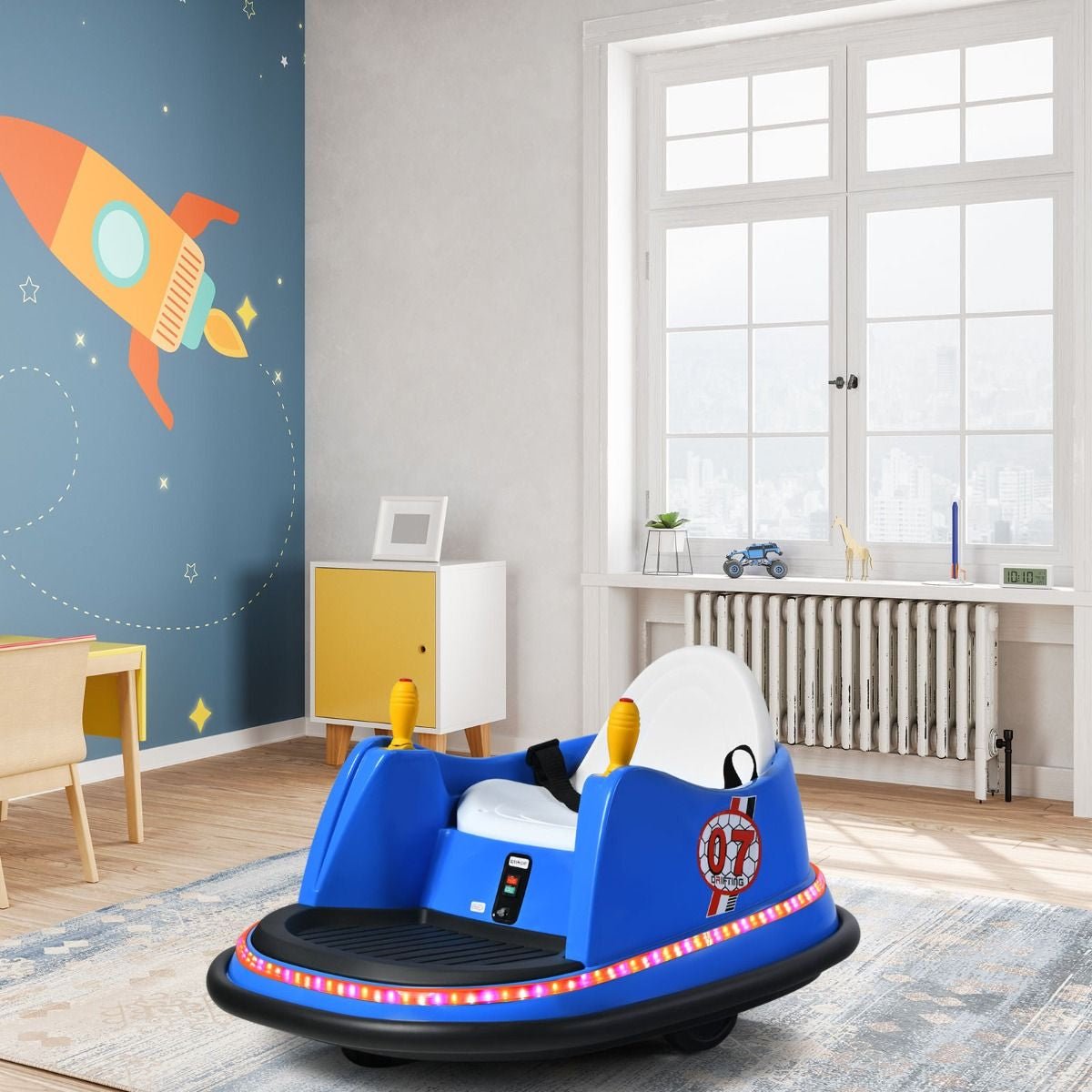 Macchina per Autoscontri per Bambini Con Luci Colorate, Macchina Elettrica Autoscontri 6 V Con Musica 4 Colori