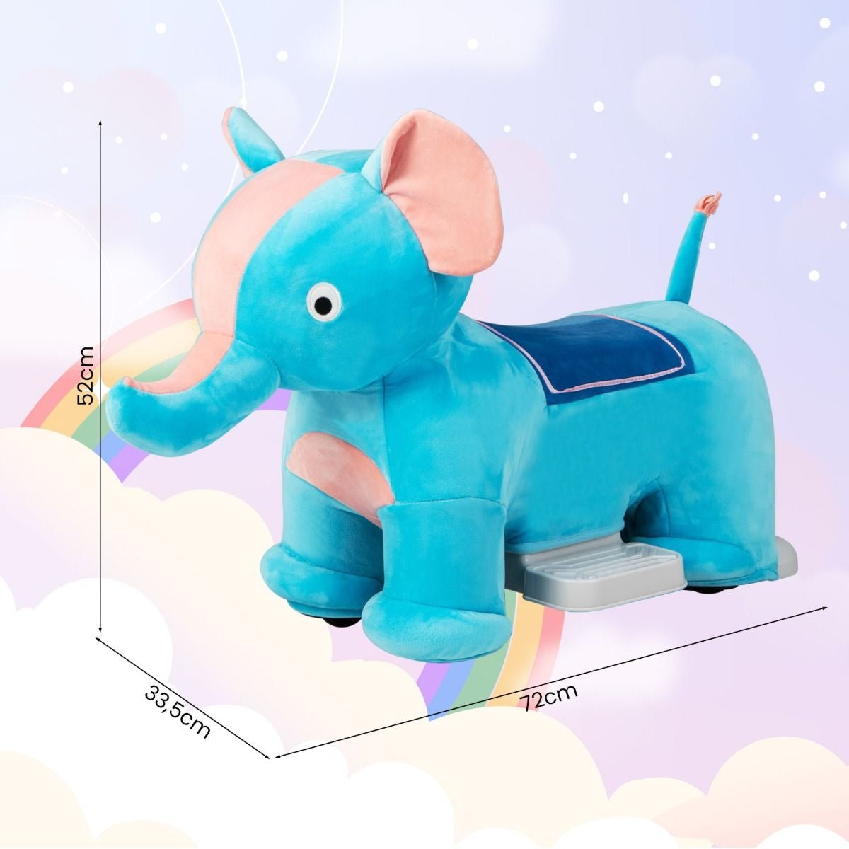 Gioco Cavalcabile Elettrico Bambini Con Ruote Flessibili Rivestimento Lavabile, Peluche Cavalcabile 3 Dimensioni
