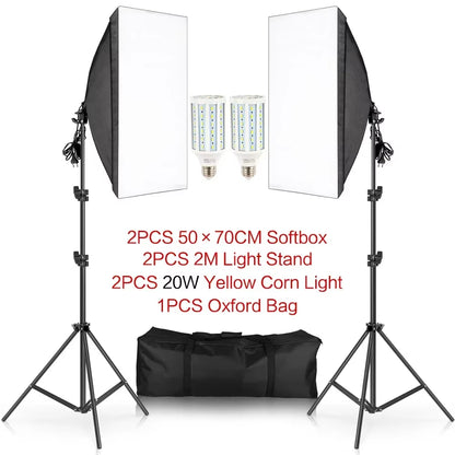 3Pcs Softbox with Sandbag Professional Photography Photo Studio Softbox Lights Lighting Kit Equipment Boom Arm